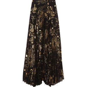 Alice+Olivia Shannon Sun Print Pleated Maxi Skirt